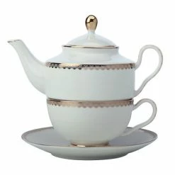 Teas & C's Classic Tea For One With Infuser 380ML White Gift Boxed