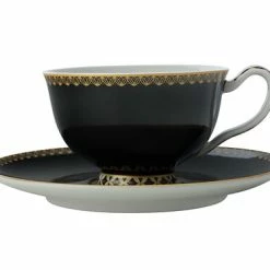 Teas & C's Classic Footed Cup & Saucer 200ML Black Gift Boxed