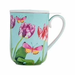 Gabby Malpas Posey Mug With Infuser 340ML Tulip Love Gift Boxed -homeless mug-shop hv0323 a1
