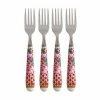 Teas & C's Silk Road Cake Fork Set Of 4 Cherry Red Gift Boxed