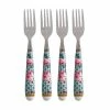 Teas & C's Silk Road Cake Fork Set Of 4 Aqua Gift Boxed