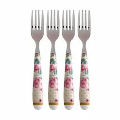 Teas & C's Silk Road Cake Fork Set 4pc White Gift Boxed