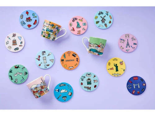 Megan McKean Cities Ceramic Round Coaster 10.5cm Venice 3 Megan McKean Cities Ceramic Round Coaster 10.5cm Venice - Image 3