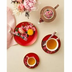Teas & C's Silk Road Teaspoon Set Of 4 Cherry Red Gift Boxed -homeless mug-shop teas cs silk road teapot plate red 3